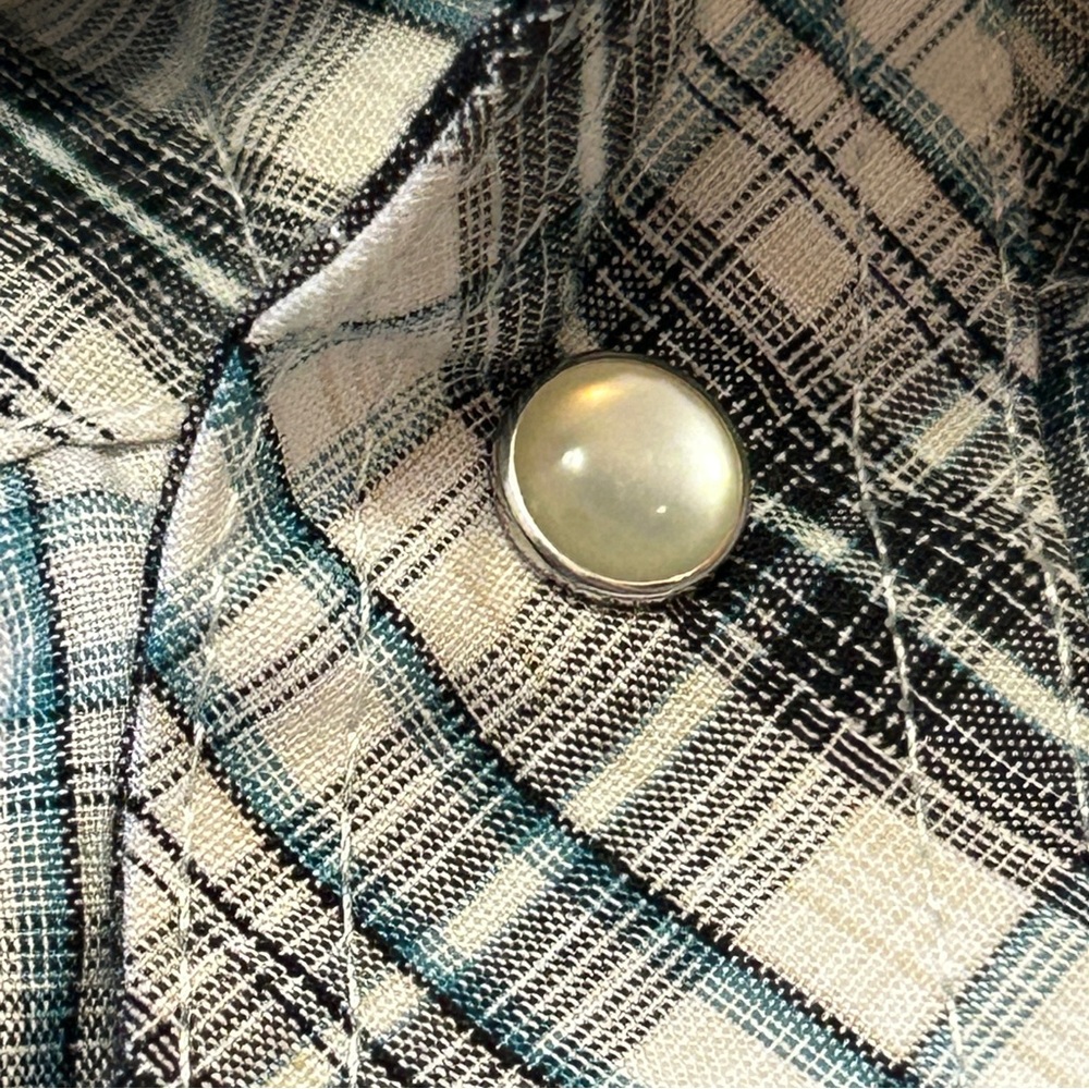 Wrangler Western Pearl Snap Short Sleeve Shirt Plaid Gray Black Men’s L - Picture 7 of 10